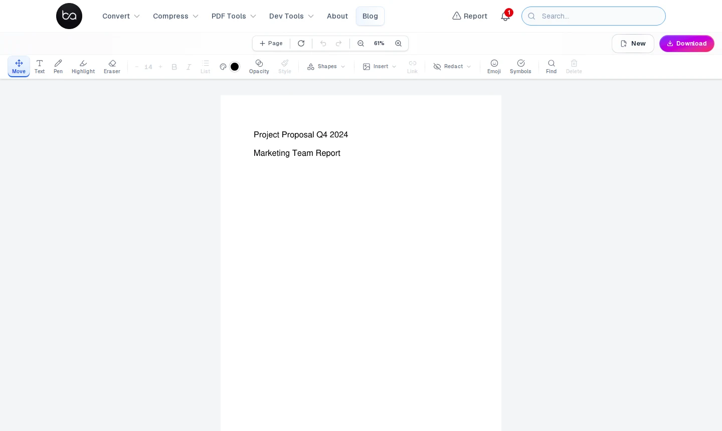 PDF editor with a document loaded — full Word-style ribbon toolbar visible across the top