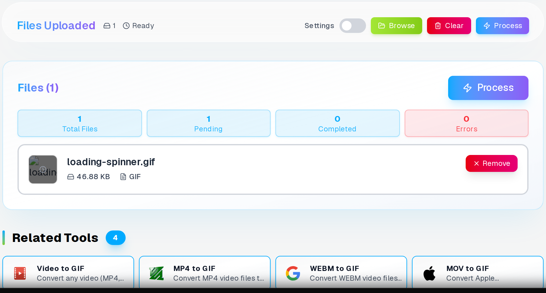 GIF to APNG settings — loop count, frame optimisation, transparency preservation